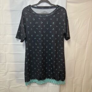 Crazy Train Aztec Western Rodeo BRANDS Country Dress Teal And Gray Lace Women XL